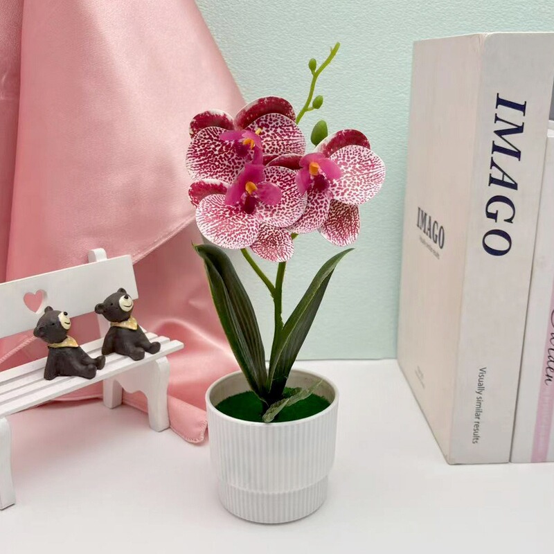 クロスボーダーのシミュレーション胡蝶蘭盆栽花付きデスクトップ装飾プラスチック造花盆栽撮影植木鉢置物花頭|undefined