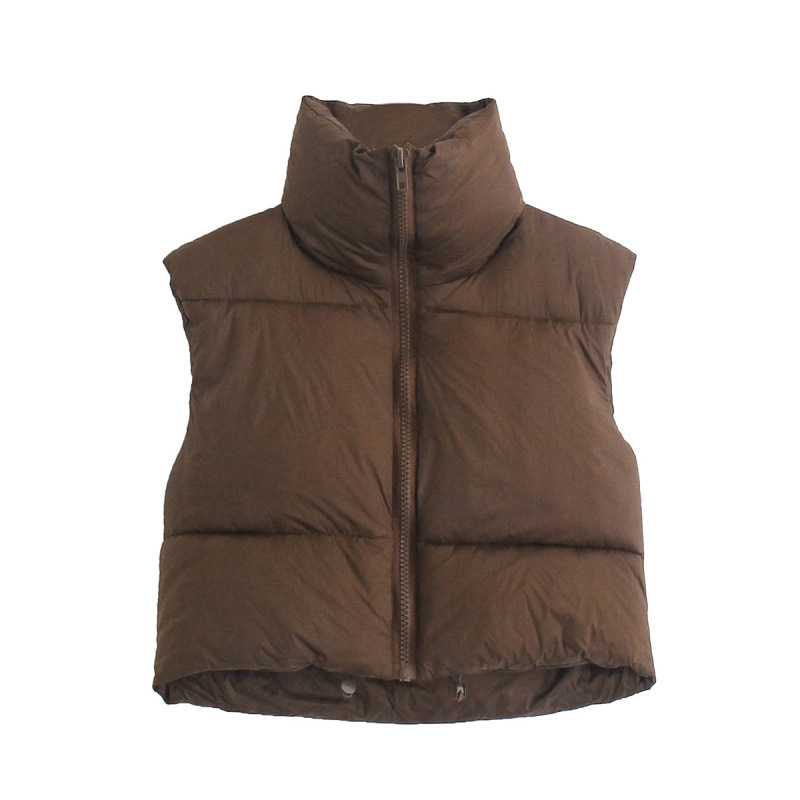 En stock Chaleco de algodón de estilo europeo y americano de las mujeres de invierno collar de pie engrosado Chaleco de algodón sin mangas abrigo de pan Chaleco de las mujeres al por mayor image 10