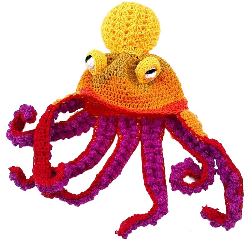Amazon comercio exterior nueva fiesta transfronteriza para adultos Tricky Funky Octopus Head Sombrero de pulpo de ganchillo