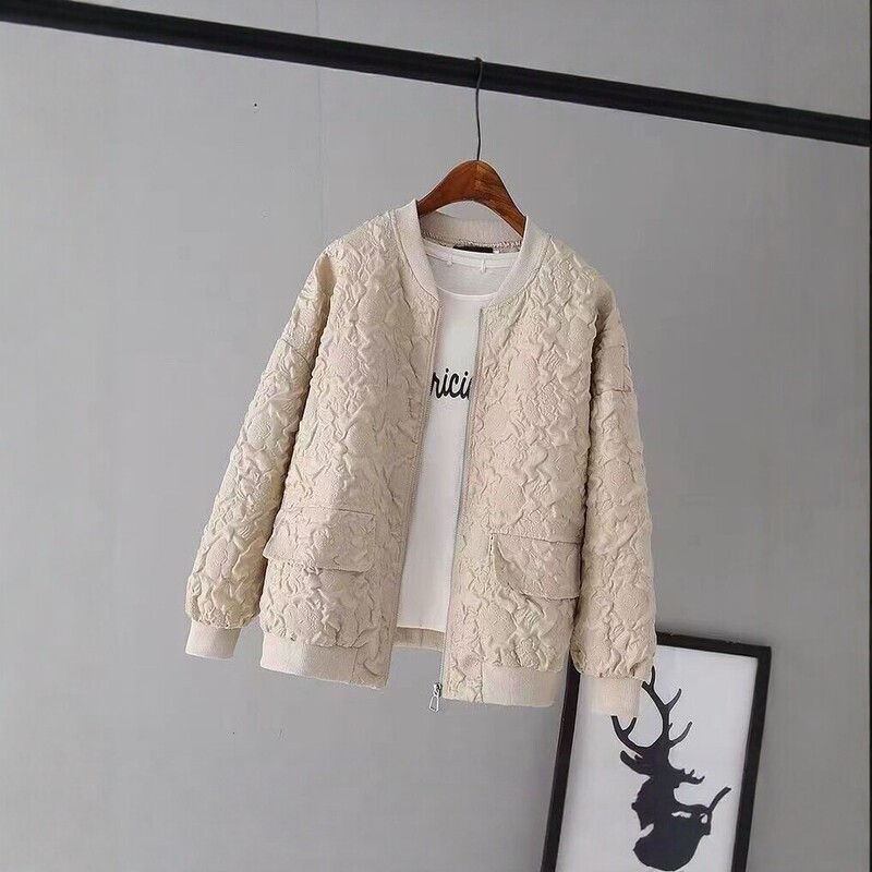 Short baseball jacket for women, new Korean style, bubble cotton, spring loose casual jacket for petite women, stylish top Short baseball jacket for women, new Korean style, bubble cotton, spring loose casual jacket for petite women, stylish top
