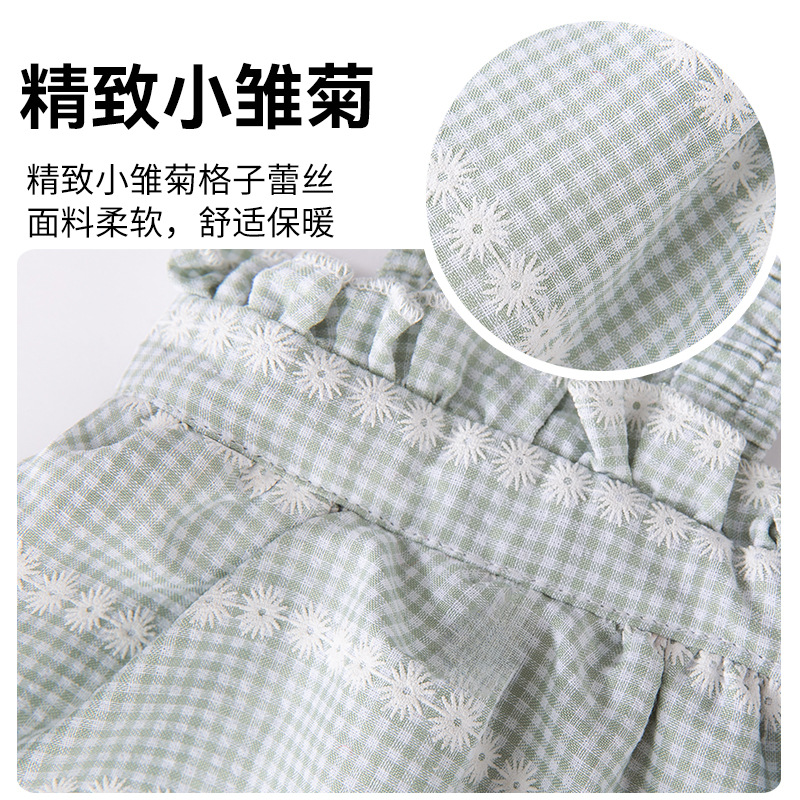 Primavera y verano perro princesa estilo Daisy Plaid falda de encaje Liga pies gato vestido ropa para mascotas