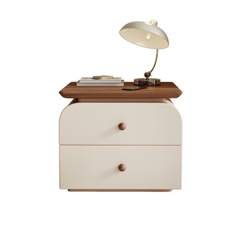 Mesita de noche de madera maciza Dormitorio doméstico 2025 Nuevo gabinete de almacenamiento pequeño Estilo de crema medieval Gabinete lateral de cama Instalación gratuita