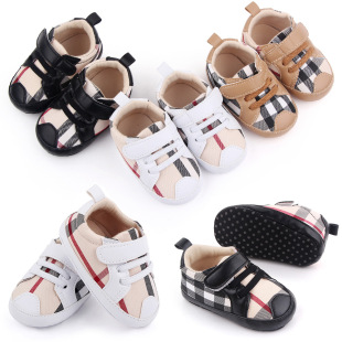 Spring and Autumn 0-1 Year Old Baby Toddler Shoes Fashion Plaid Soft Sole Comfortable Baby Shoes 2655