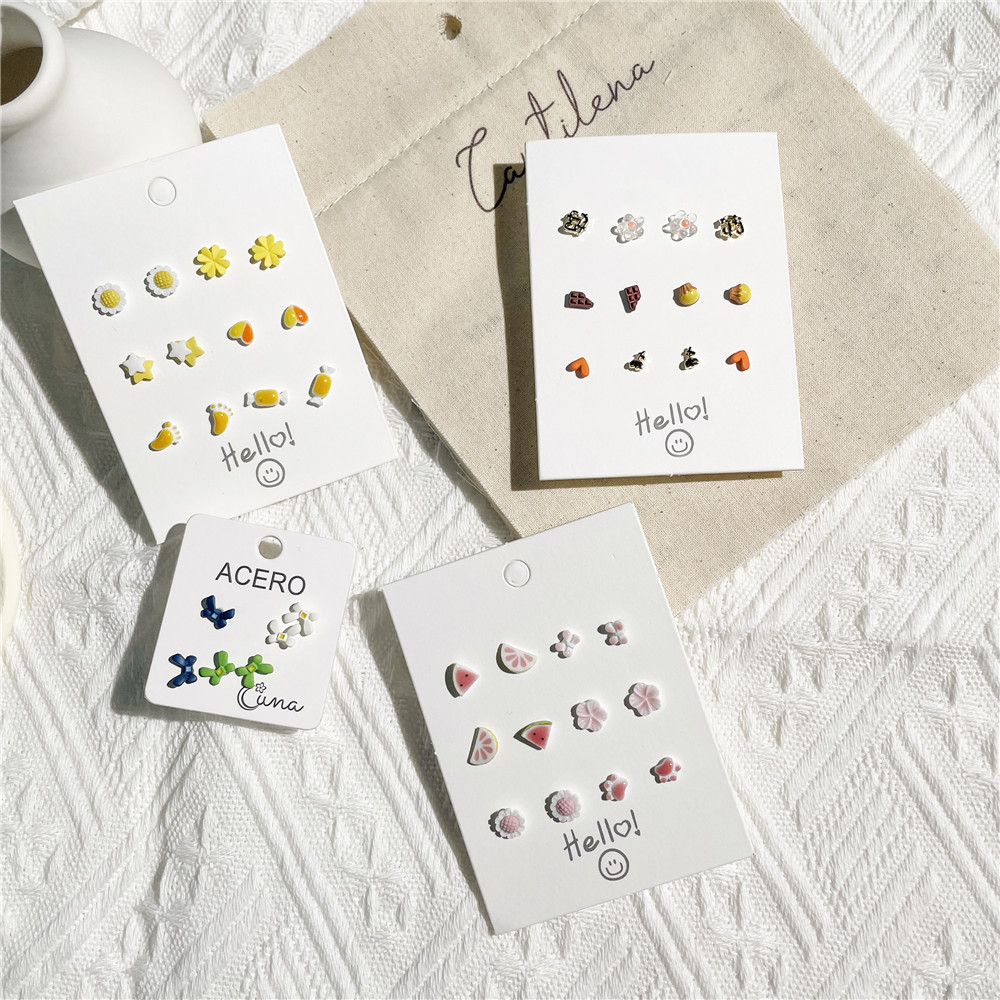 Cute small earrings set simple earrings ceramic earrings