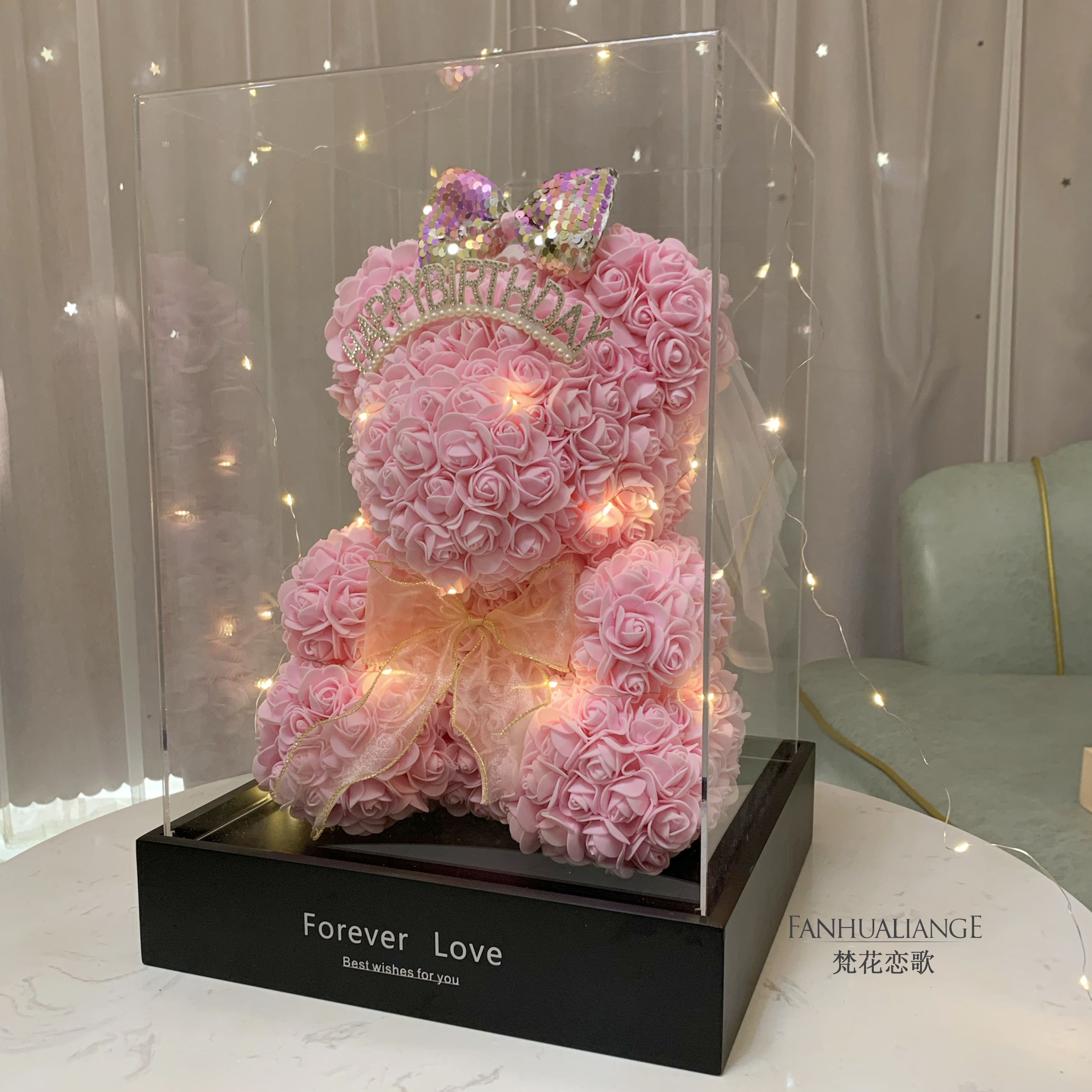 Unicornio flor inmortal rosa ramo caja de regalo de regalo para el día de San Valentín para la novia esposa y amiga