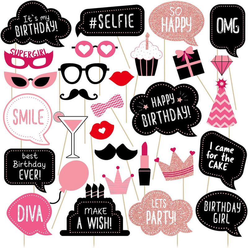 Europe and the United States hot 30 pieces rose glitter powder birthday photo props BIRTHDAY party tattoo stickers decoration Europe and the United States hot 30 pieces rose glitter powder birthday photo props BIRTHDAY party tattoo stickers decoration