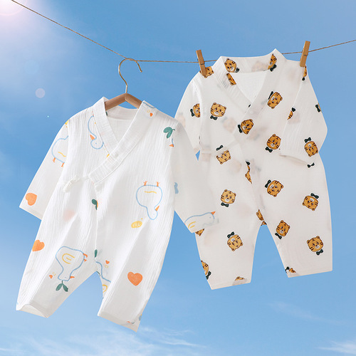 Baby clothes gauze newborn onesie outerwear summer version Aa class crawling suit air conditioning clothes baby sleepwear