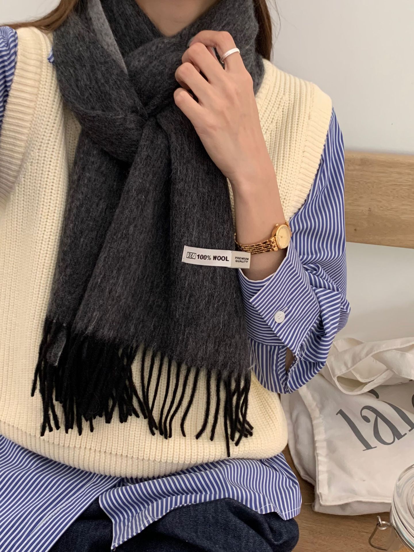 Sciarpa da coppia in edizione stretta, calda, versatile, coreana, invernale, da donna, in 100% lana, tinta unita, semplice, double face_voghion.com