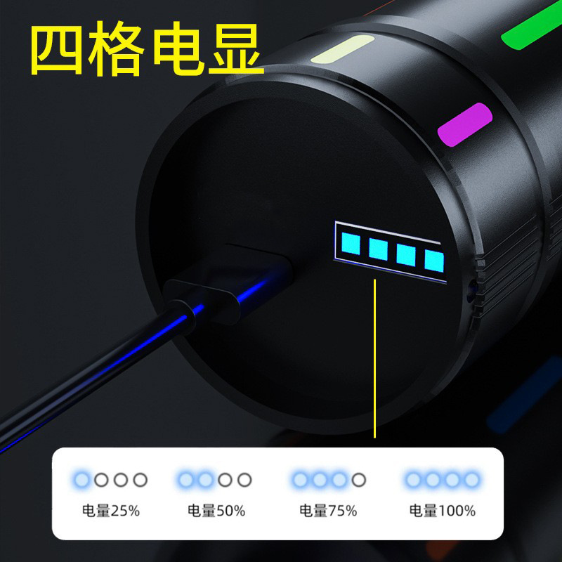 Transfronterizo nuevo zoom telescópico luz intensa láser blanco de largo alcance con banda fluorescente antorcha de carga de aleación de aluminio de larga duración