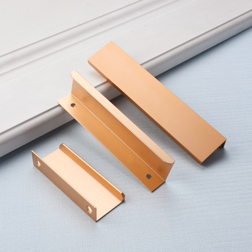 铝型材柜门现代简约嵌入式门缝隐形门把手黑色金色铜本色加长拉手