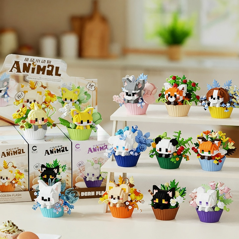 Trendy Creative Dessert Cartoon Animal Pet Kitten Building Blocks Compatible with Lego Toys High-Quality Ornaments Assembly Children's Day Gift Trendy Creative Dessert Cartoon Animal Pet Kitten Building Blocks Compatible with Lego Toys High-Quality Ornaments Assembly Children's Day Gift