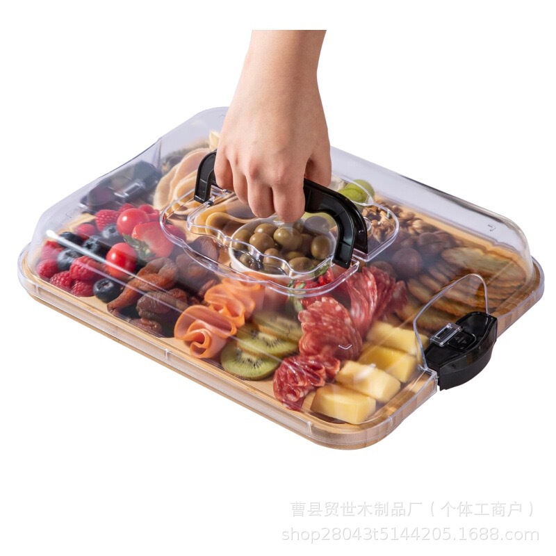 蓋付き木製デリプレート、スナック、スナックトライアルプレート、パーティーデコレーション、フルーツスナック、デザートプレート、ケーキディスプレイスタンド|undefined