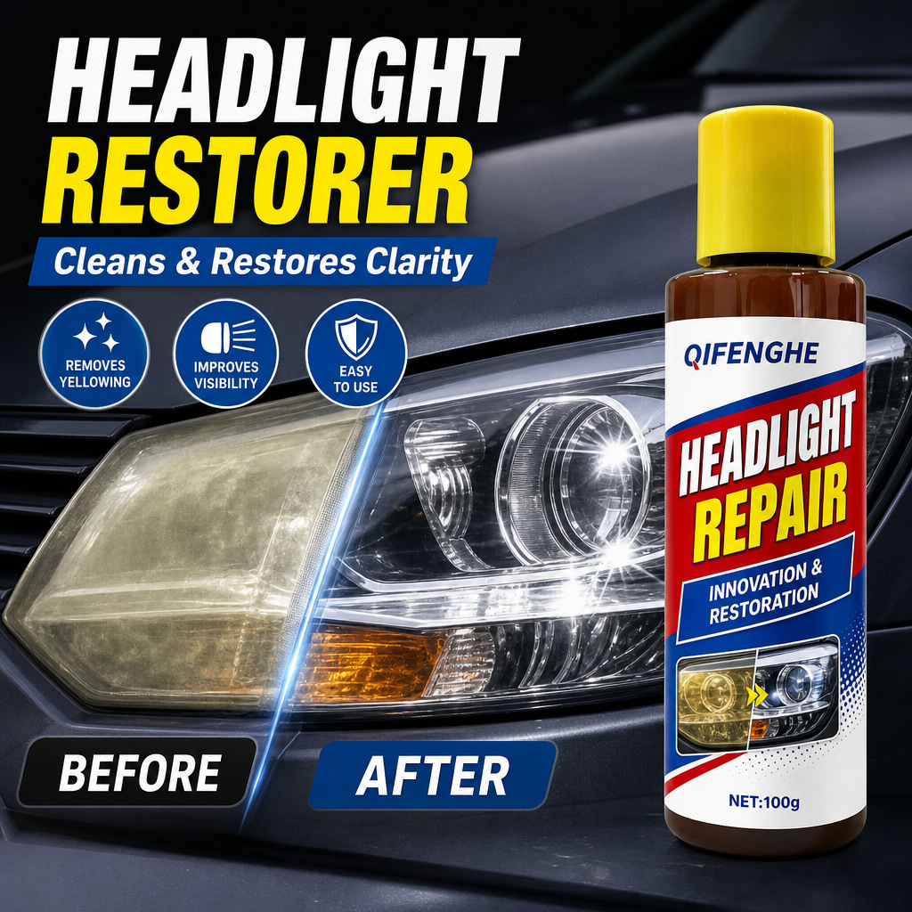 QIFENGHE Car Headlight Repair Agent 100g - Yellow Removal, Brightening, Cleaning and Restoring Agent