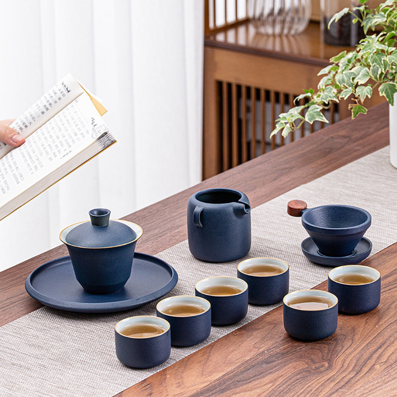 Light Luxury Ceramic Kung Fu Tea Set,Complete Set Of Tea Tray,Teapot,Tea Cup,High-end Gift Box,Office Corporate Gift