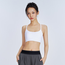 高奢莱卡运动内衣瑜伽背心细肩吊带聚拢美背户外健身裸感文胸上衣