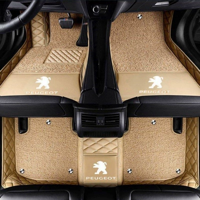 Modelə uyğun ayaqaltı – 408 car floor mats Peugeot - peugeot-2008-2014-2019-double-layer-beige-beige-silk-loop