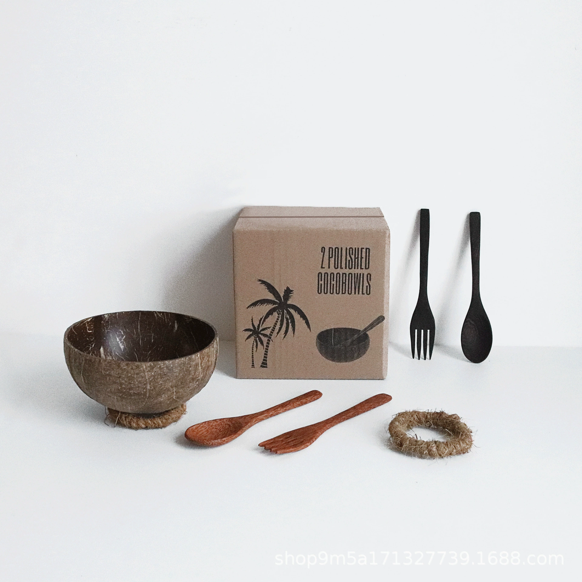 Natural coconut shell creative dessert salad bowl tableware storage old coconut shell disc dry fruit plate handmade coconut bowl
