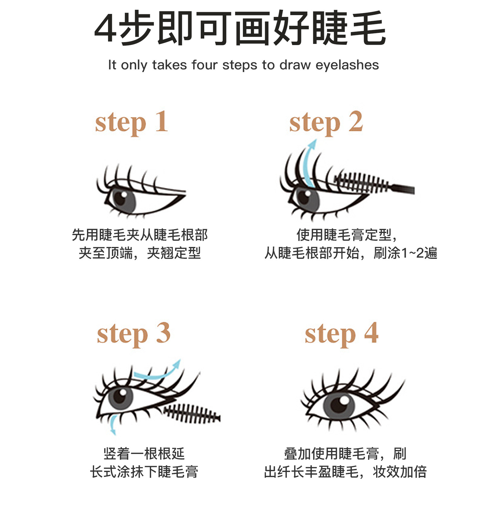 HelloKiss Dual-Effect 4D Mascara 2-in-1: Long, Curly, Thick, non-smudging, waterproof Mascara for Cross-border use undefined