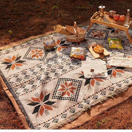 加厚户外野餐垫网红ins露营毯子波西米亚风帐篷地垫防潮折叠桌布