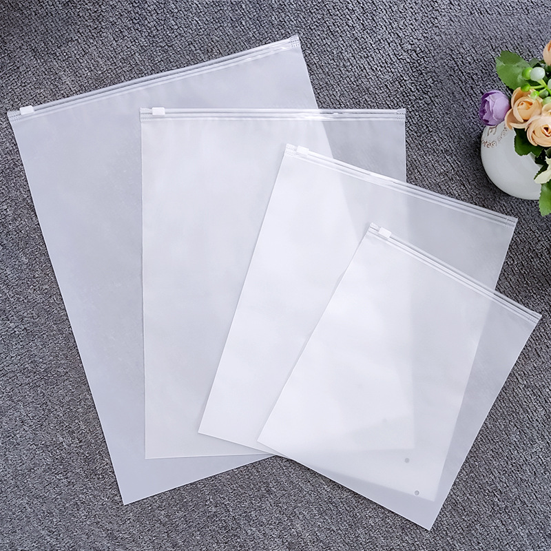 All-new thickened clothing zipper bag, semi-transparent sand-matte plastic bag for clothes, socks, underwear, pants plastic packaging bag