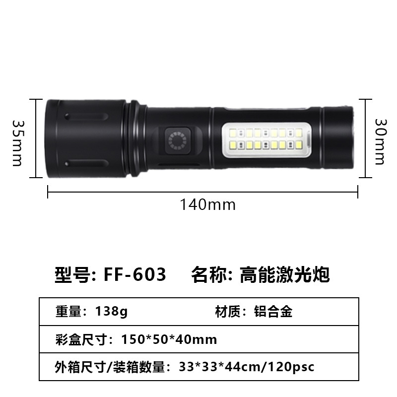 Antorcha láser blanca de largo alcance aleación de aluminio luz brillante iluminación zoom mini antorcha multifunción lámpara de trabajo