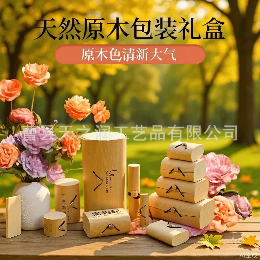 现货木质树皮茶叶食品化妆品包装盒糕点奶酪糖果木制木盒礼品盒