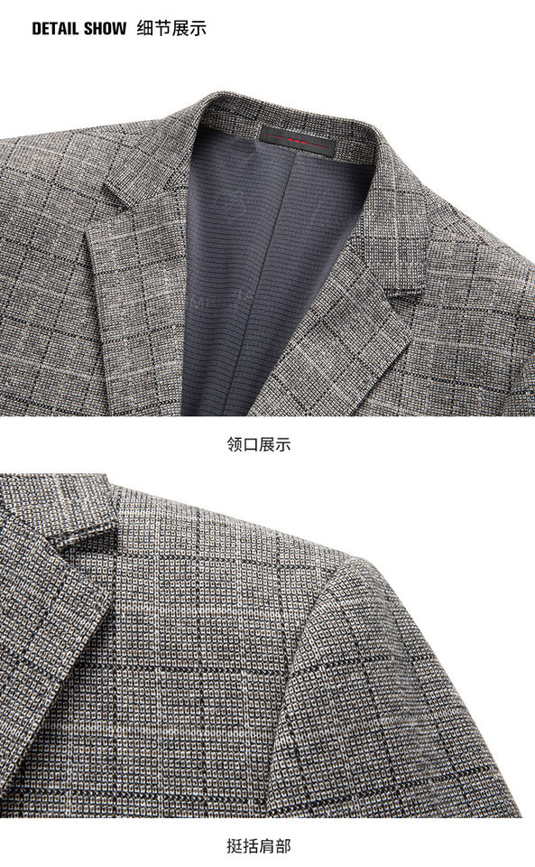 Áo vest nam họa tiết kẻ caro phong cách Hàn Quốc, dáng ôm co giãn, mặc thường ngày — Caro xám nhạt chi tiết 16