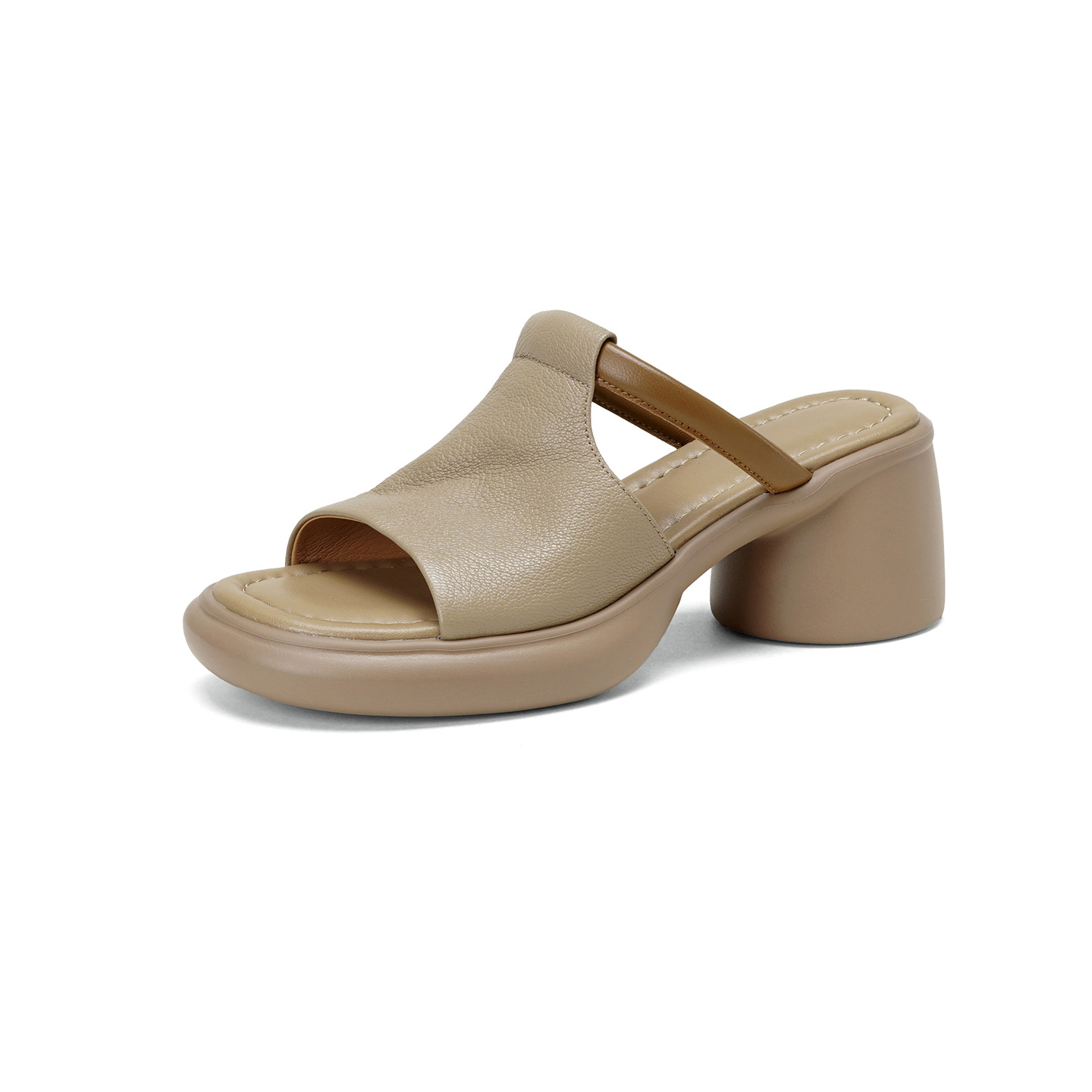 Sandal nữ hở mũi gót vuông đế dày da dê cao cấp — màu trắng ngà chi tiết 20