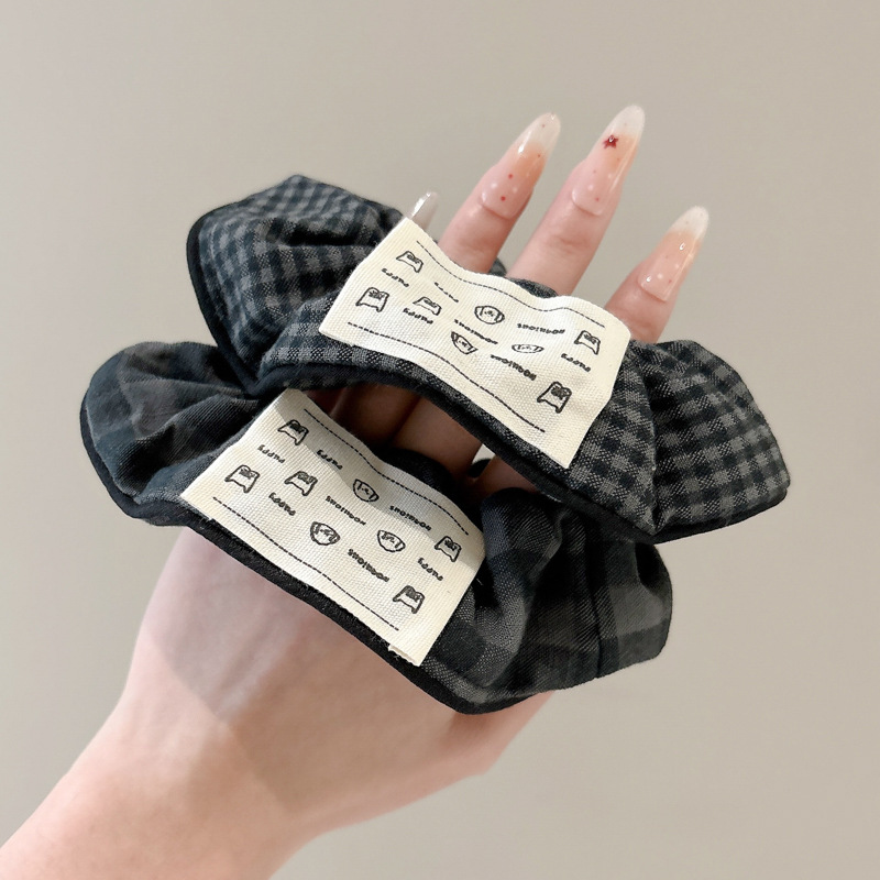 Colegio gris de viento cuadriculado anillo de cabello intestino grueso estudiantes de cabello simple cuerda de cabello universal cuerda de cabello de niña