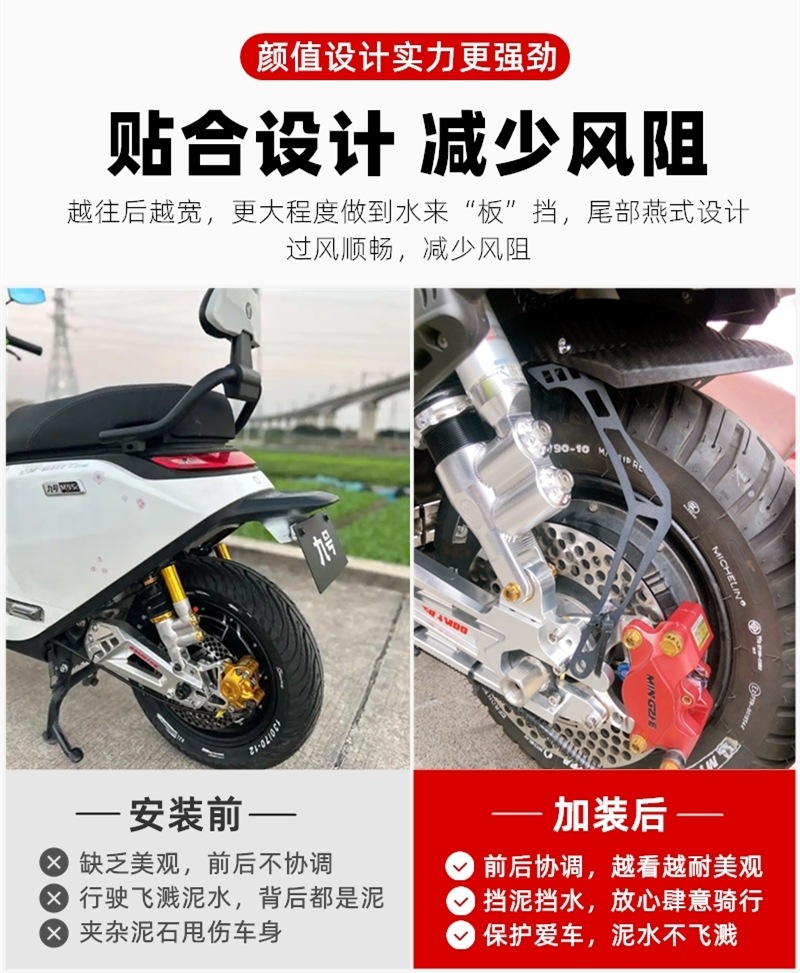 Suitable for Mavericks UQI /U B/Far-reaching GT1 No. 9 Mechanic Electric Vehicle Modification Accessories Rear Water Fender