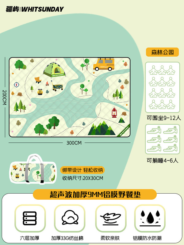 Jiangyu 超音波ピクニックマット防湿マット外出芝生テントピクニックキャンバス屋外キャンプピクニックマット|undefined