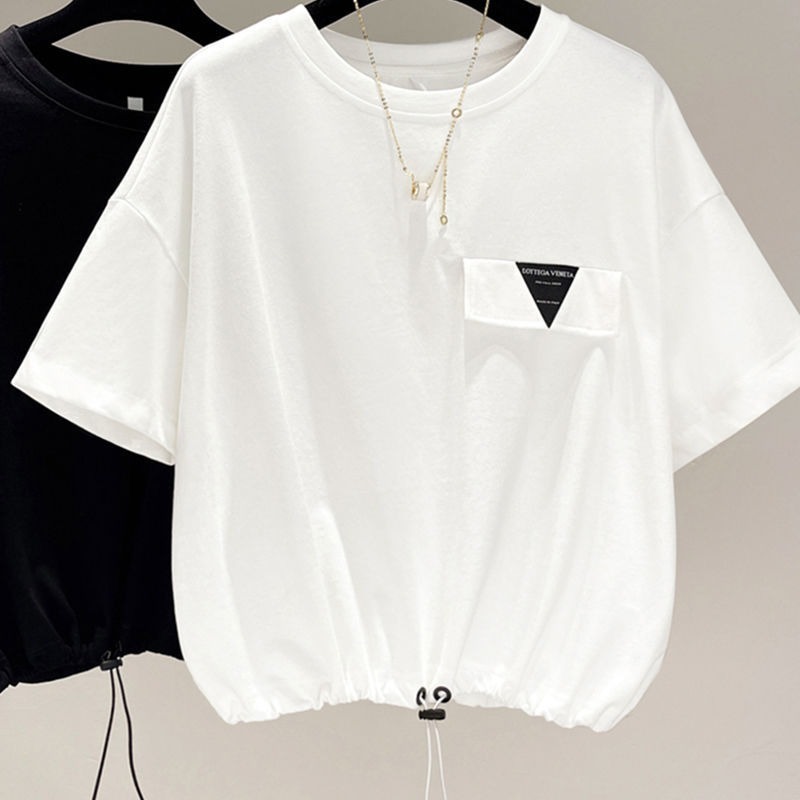 商场同款原单清仓捡漏特大码300斤新款短袖设计感小众上衣t恤女夏|ru