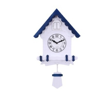 Reloj de pared con forma de casa y cuco estilo europeo - Diseño cartoon - Para dormitorio infantil y sala de estar - Anuncia la hora