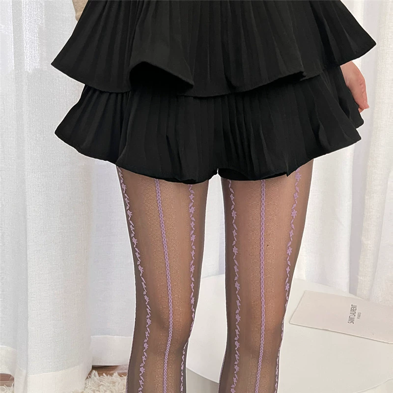 Retro lace thin tights, 2023 collection, fitted