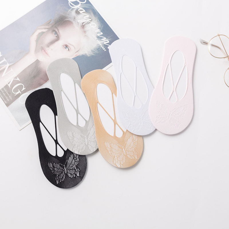 Women's Summer Thin Socks with Bowknot, Cross-Strap, Low-Cut Invisible Boat Socks That Don'T Slip Off Heels