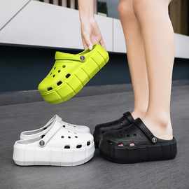 新款高跟绿色洞洞鞋女ins潮夏季外穿防滑时尚网红同款轻便凉拖鞋