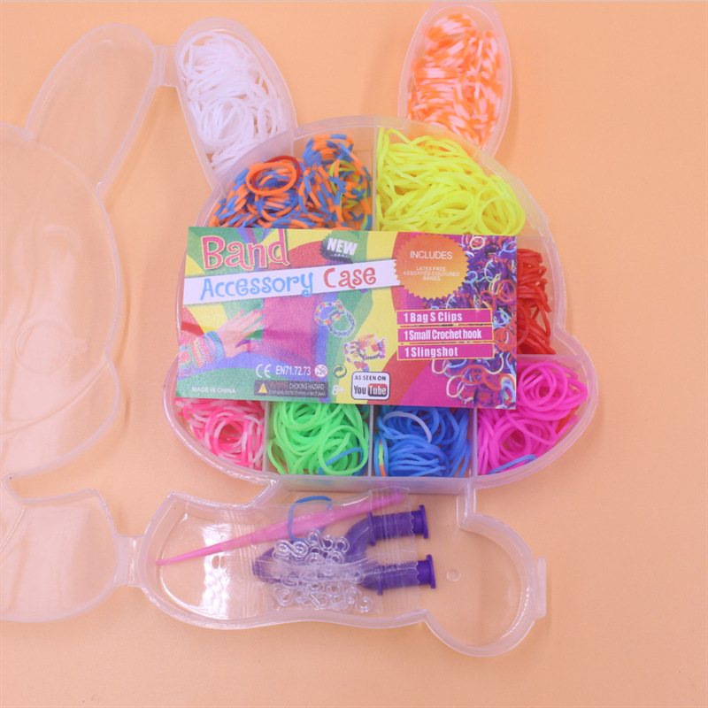 Rainbow Loom Rubber Band Kit, Colorful Rubber Bands Assembly Handmade Loom DIY Educational Toy Bracelet