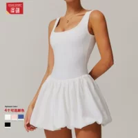 ® Ze Chuang Nude Feel Fake Спортивное платье из двух частей для женщин, базовый слой с защитой от воздействия окружающей среды, платье для бега на открытом воздухе, фитнеса, тенниса 4001.