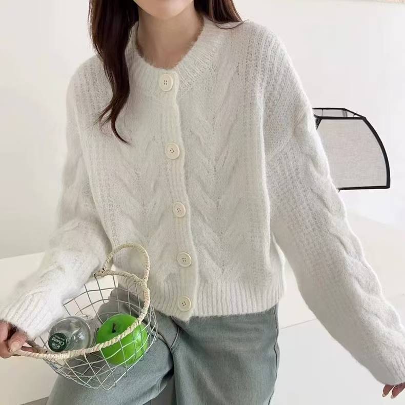 今年人気の優しいスタイルのツイスト長袖セータージャケット春の新作優しく柔らかいワックス状ニットトップ婦人服|undefined