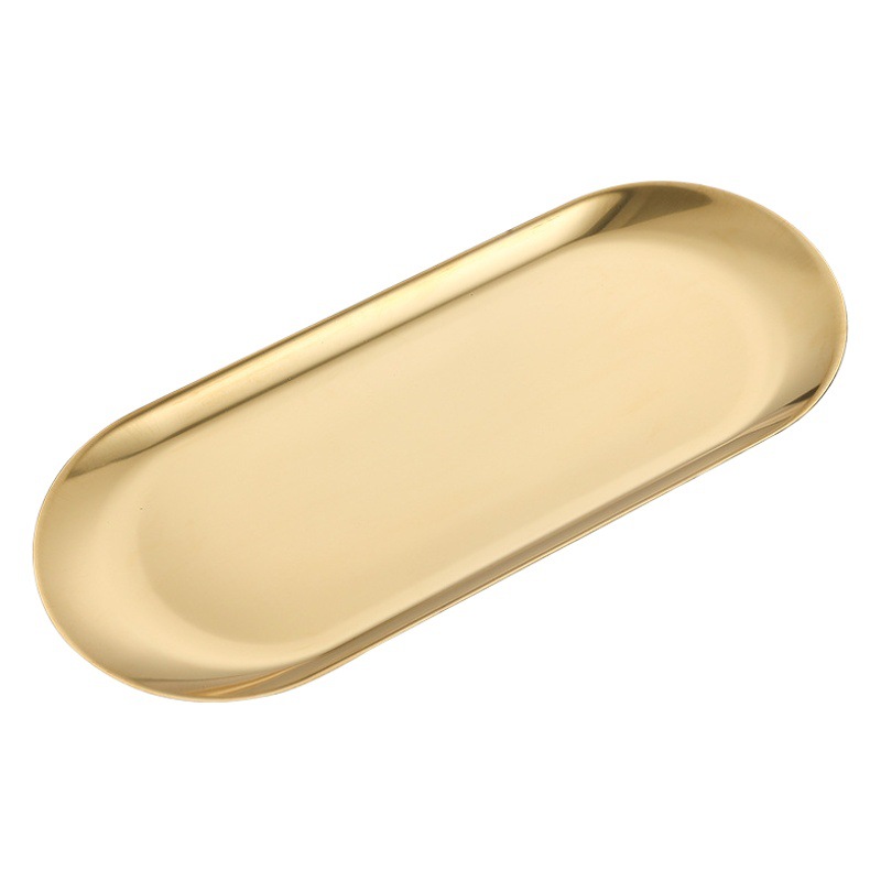 201 de acero inoxidable placa oval creativo restaurante postre pastelería placa de oro Hotel toalla placa joyería bandeja transfronteriza