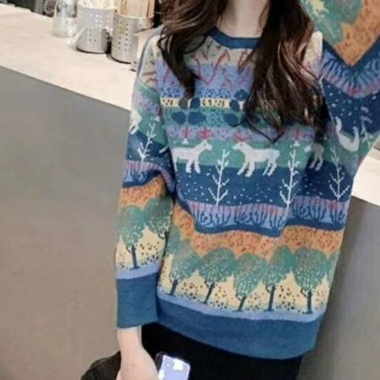 Winter retro sweater, Korean style, oversize