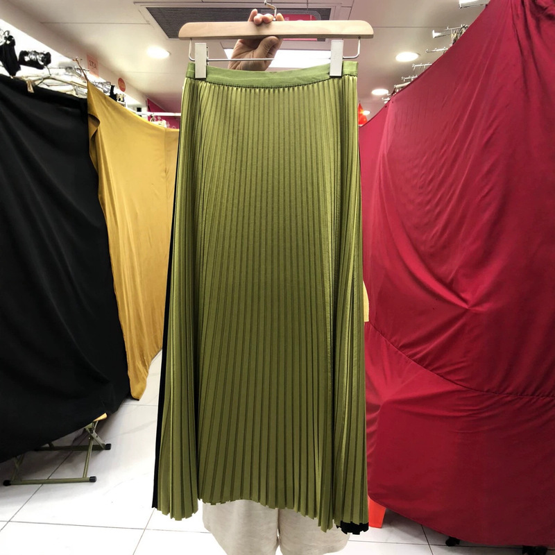 Heavy-duty pleated acetate satin pleated skirt for women, spring/summer, high-waisted, slimming, shiny, elegant, suitable for commuting, A-line long skirt Heavy-duty pleated acetate satin pleated skirt for women, spring/summer, high-waisted, slimming, shiny, elegant, suitable for commuting, A-line long skirt