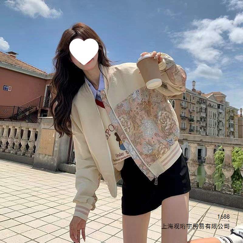 Women's Short Baseball Jacket, 2026 Spring New Korean Style Patchwork Fashion Embroidered Stand Collar Jacket Casual Top