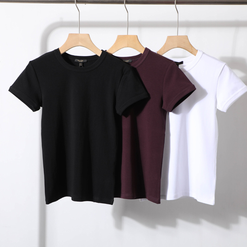 Spanish Style Women's Casual American-Style Pure Cotton Round Neck Short-Sleeve T-Shirt Women's Top 2226