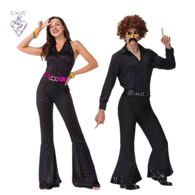 Halloween Costume Adult Retro European and American 70 s Disco Costume Couple Costume Hippie Prom Performance Costume Halloween Costume Adult Retro European and American 70 s Disco Costume Couple Costume Hippie Prom Performance Costume
