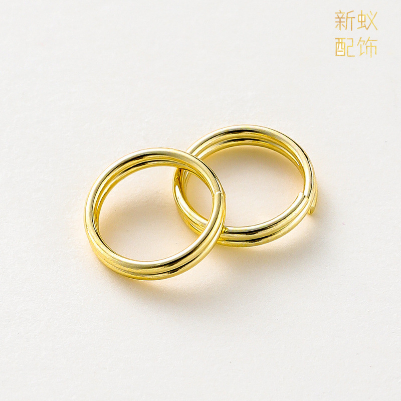 Double ring 14k18k copper plating color retaining real gold diy jewelry accessories connecting open ring key ring open ring