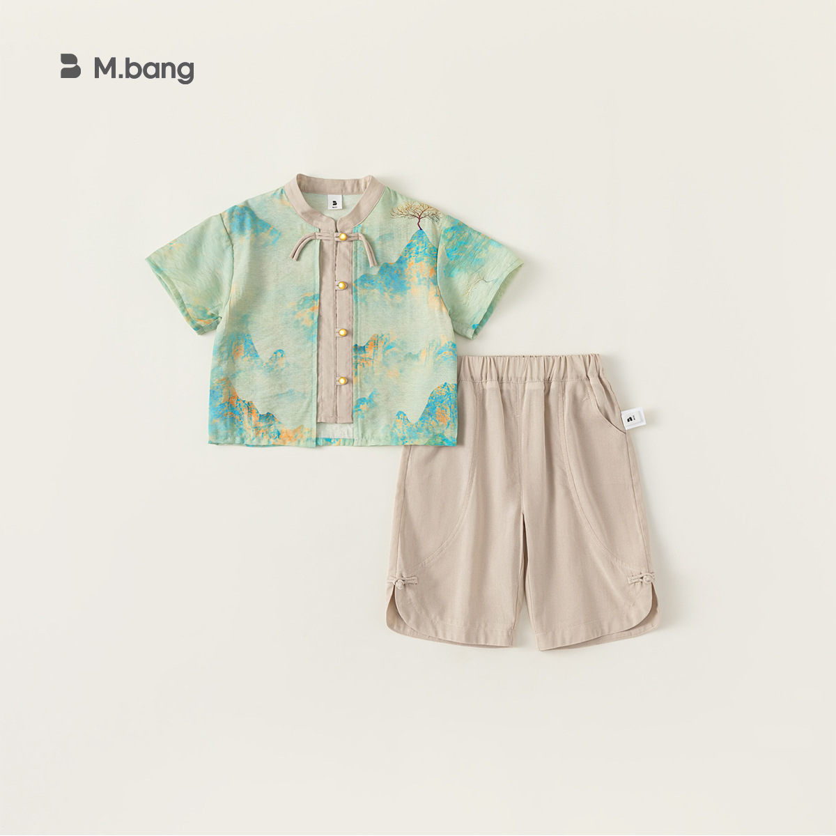 Bobo Children's Clothing Hanfu Boys Ancient Style Two-piece Summer Ink Tang Suit Children's Suit XT84002