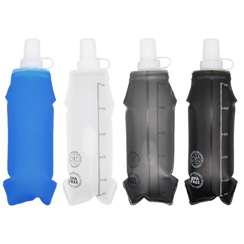 Deportes transfronterizos plegables taza de agua blanda boca de mordida acondicionamiento físico bicicleta correr taza de agua plegable taza de agua blanda fuera de carretera