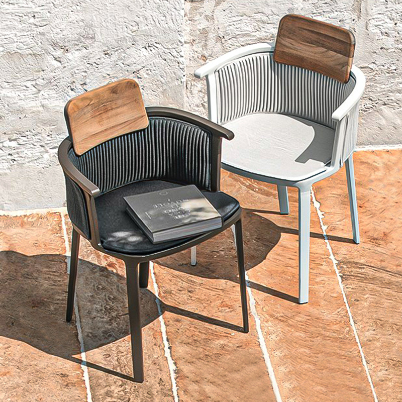 silla de caña de aluminio jardín terraza al aire libre silla de caña mesa al aire libre combinación de muebles al aire libre al por mayor interior