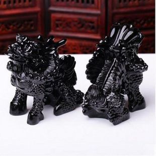SOURCE Obsidian Kirin decoration home desk decoration mascot Donghai Crystal